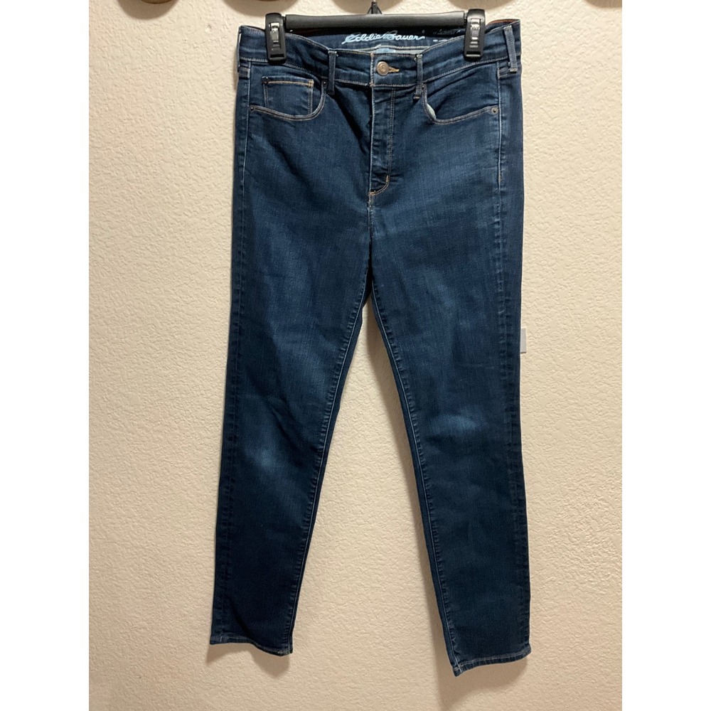 Eddie Bauer Women's Dark Wash Denim Jeans slim straight size 10